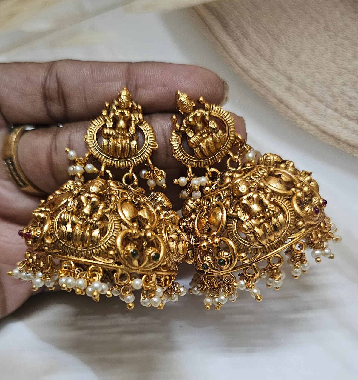 Antique Temple Lakshmi Grand Statement Jhumka Earrings