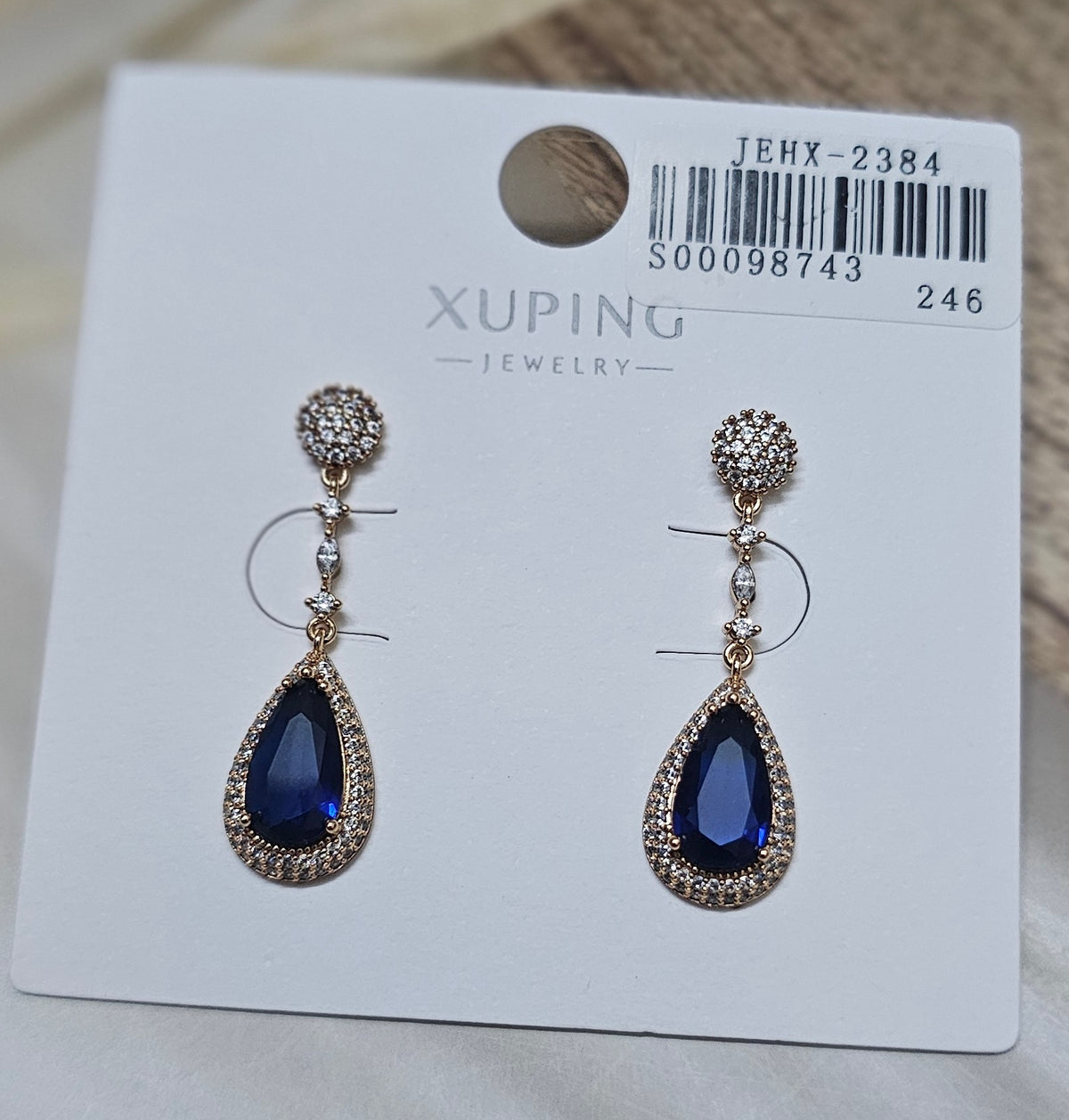 Royal Blue Pear-Cut Gem dangler
