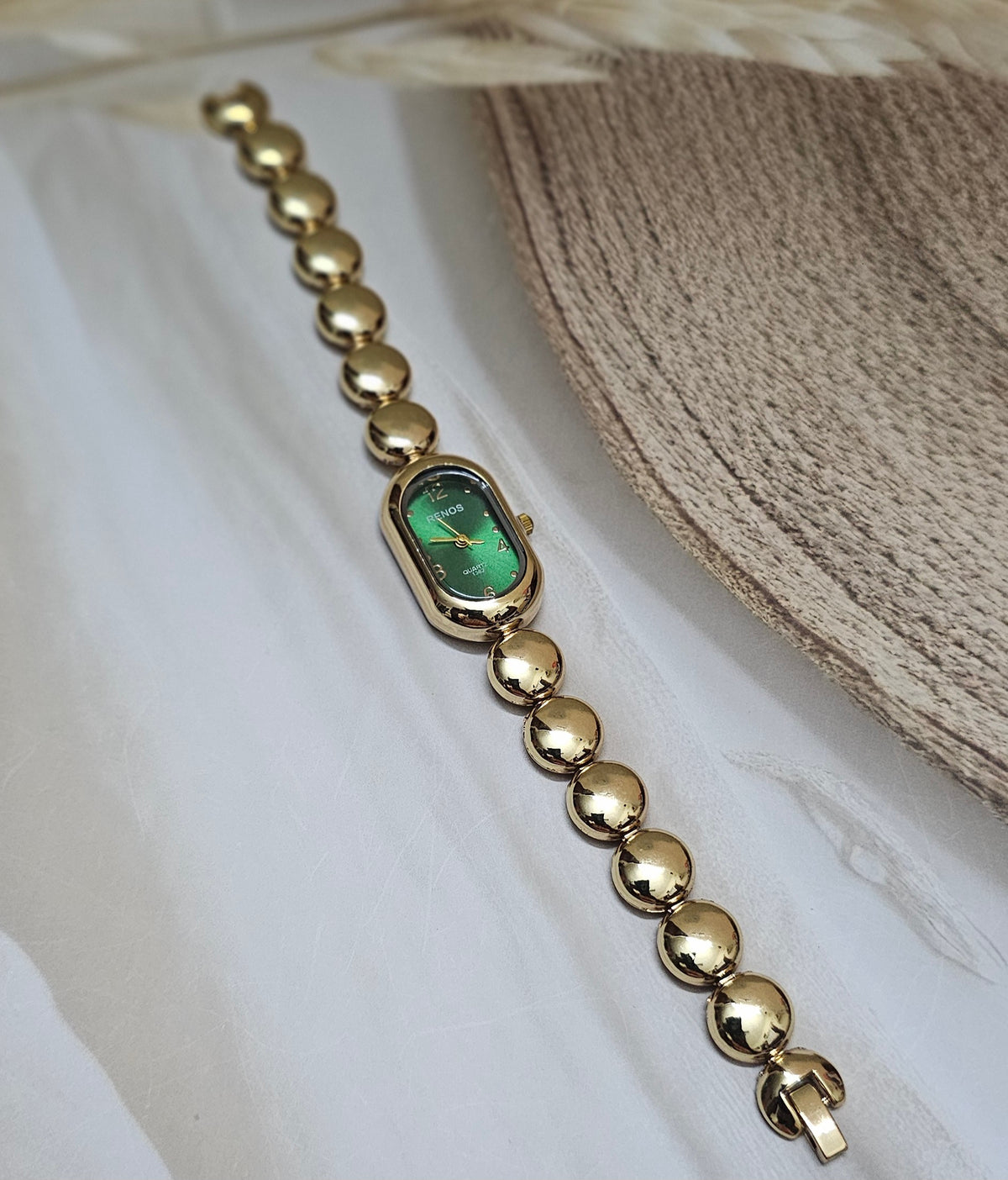 Kiyu Ziyu Emerald & Gold Bubble Link Watch