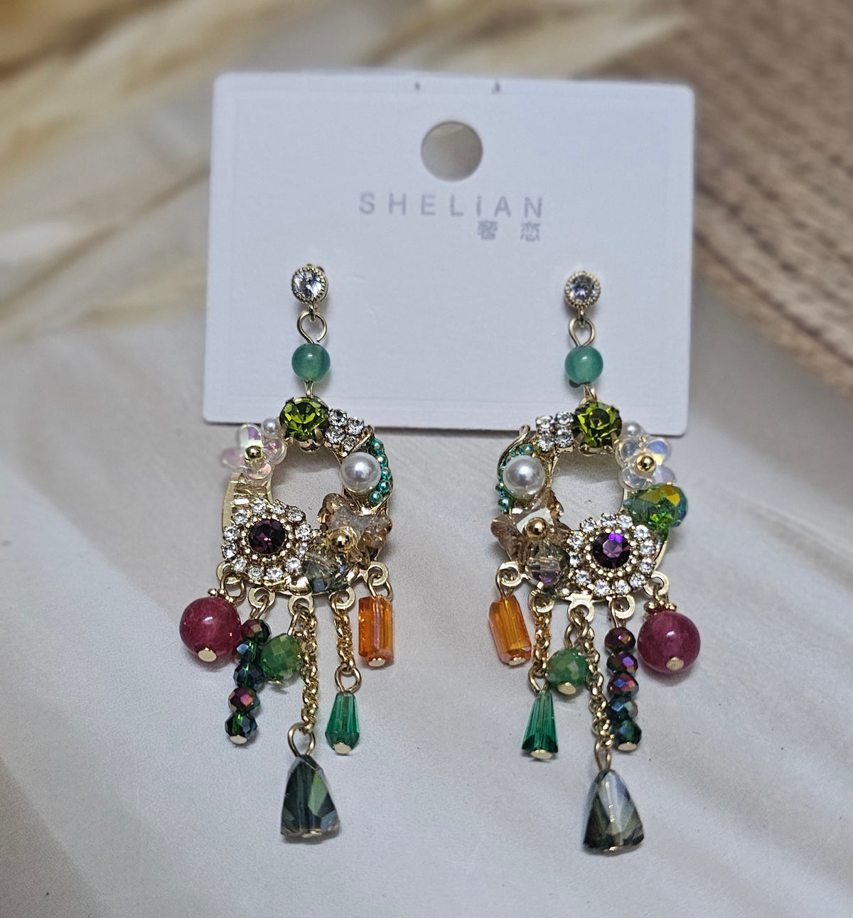 Eclectic Multicolor Jewel Chandelier Earrings
