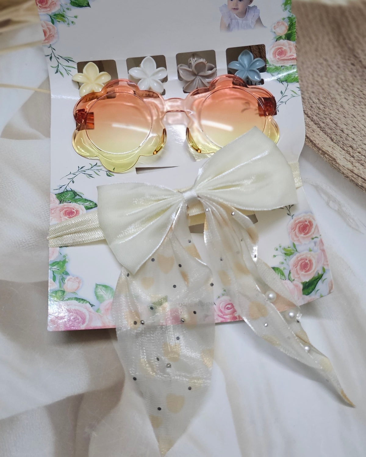 Peach Floral Party Accessory Set for Kids