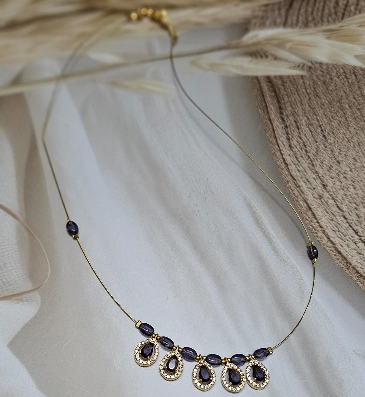 Midnight Teardrop Halo Floating Illusion Necklace