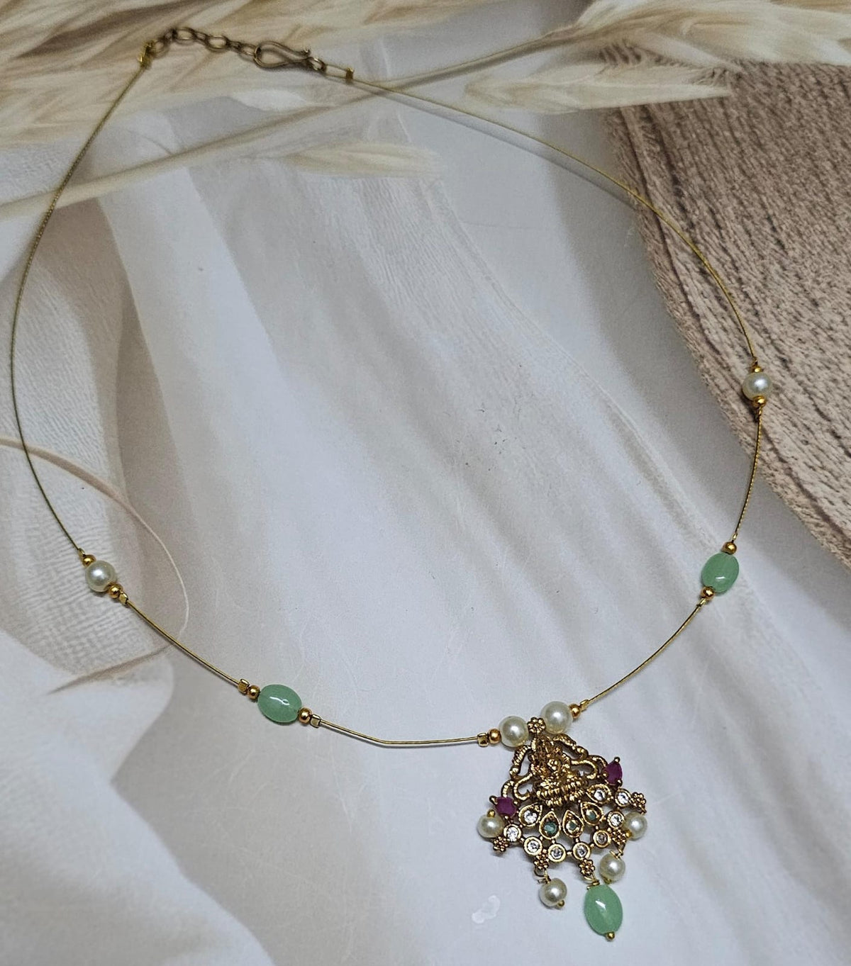 Padmavati Goddess Lakshmi Temple Pendant Floating Illusion Choker