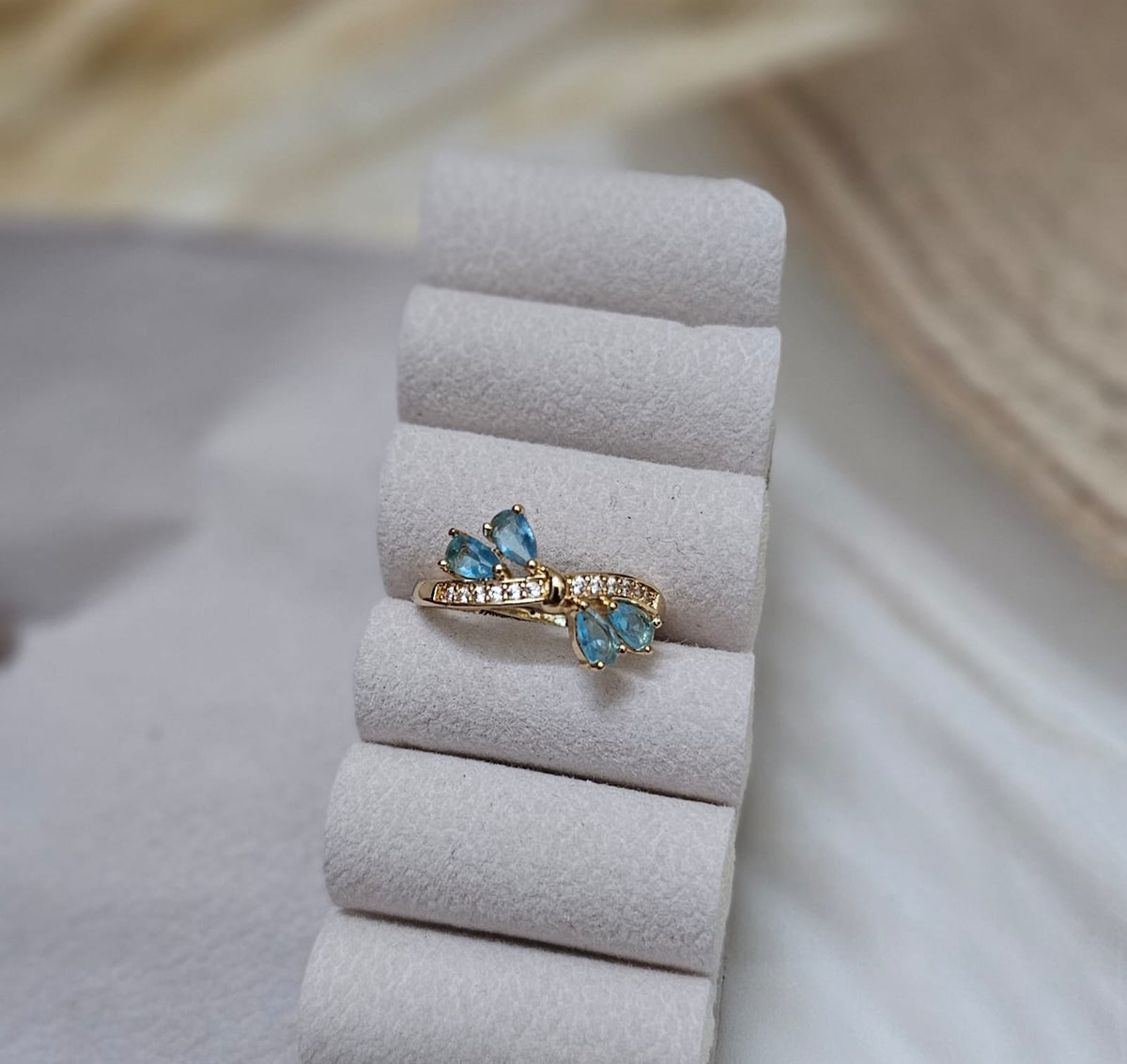 Turquoise Butterfly Open Adjustable Gold Ring