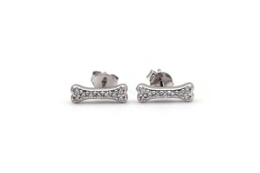 Diamond Dog Bone Earrings