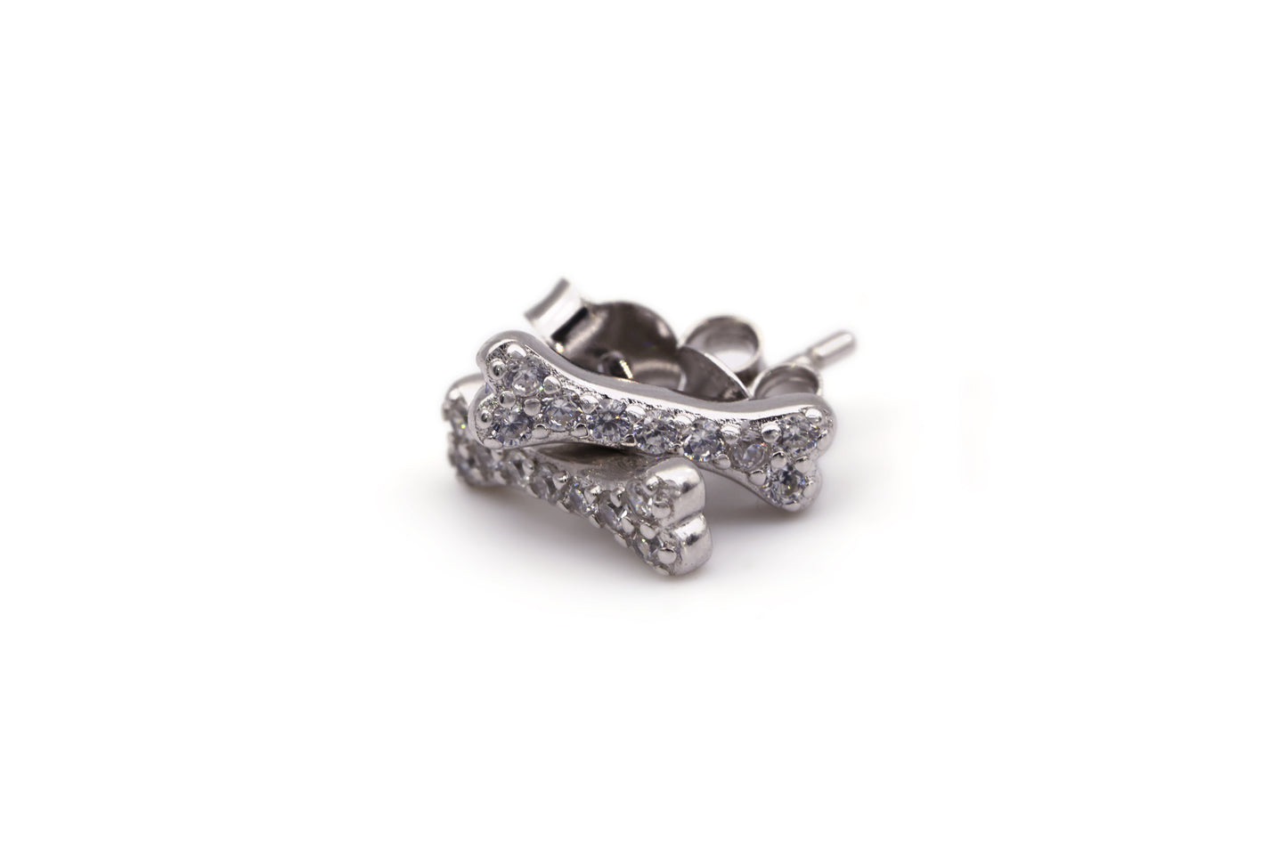 Diamond Dog Bone Earrings