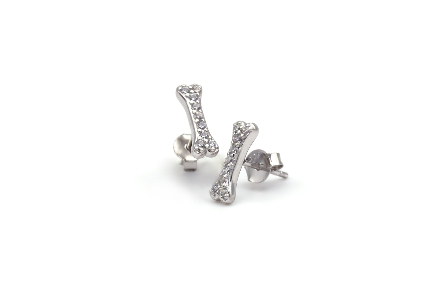 Diamond Dog Bone Earrings