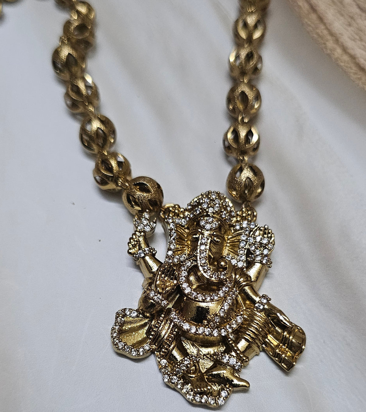 Divine Crystal Lord Ganesha Antique Bead Necklace