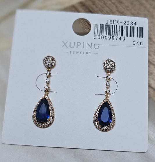 Royal Blue Pear-Cut Gem dangler