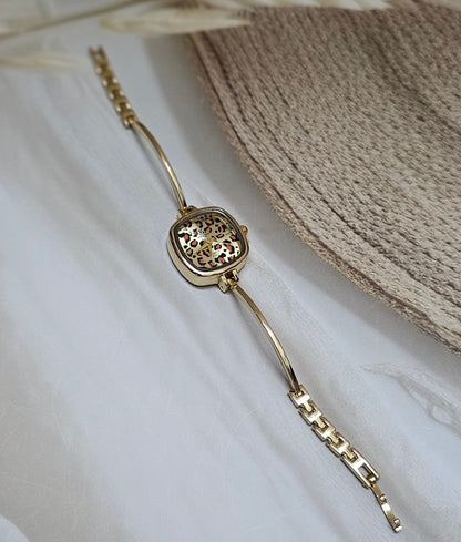 Kiyu Ziyu Chic Leopard Print Gold Watch