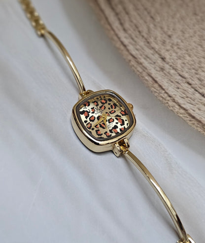 Kiyu Ziyu Chic Leopard Print Gold Watch