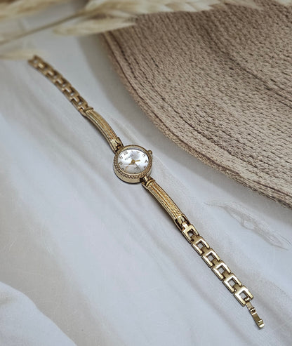Petite Vintage-Inspired Gold Mesh & Link Watch