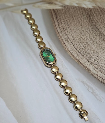 Kiyu Ziyu Emerald & Gold Bubble Link Watch