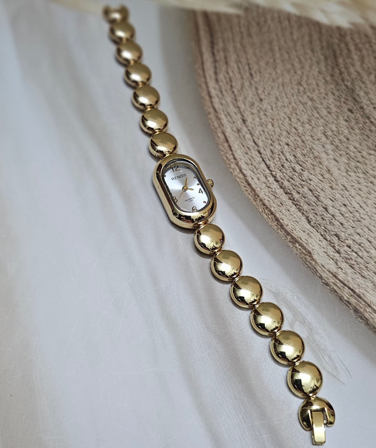 Kiyu Ziyu Classic White & Gold Bubble Link Watch