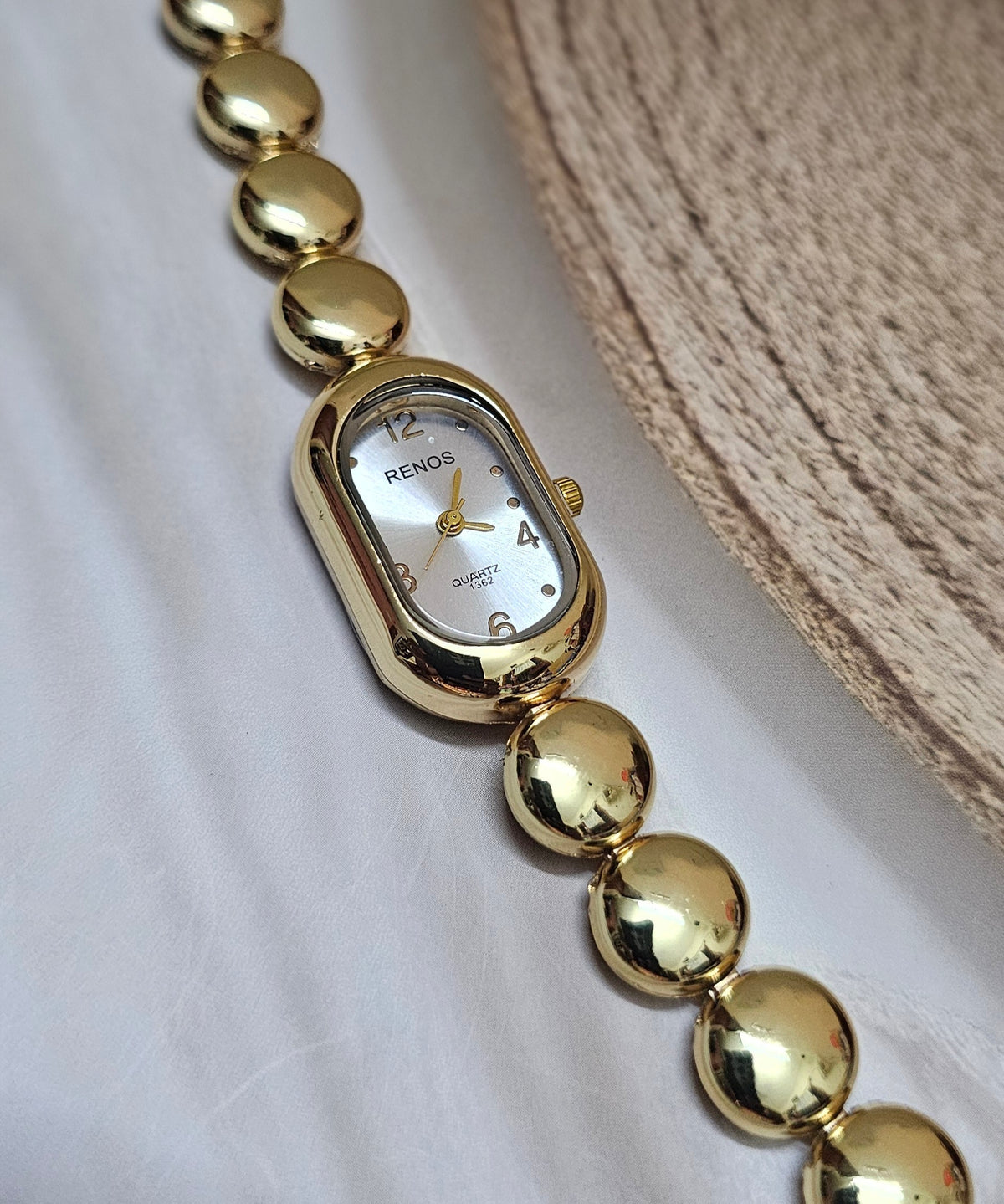 Kiyu Ziyu Classic White & Gold Bubble Link Watch