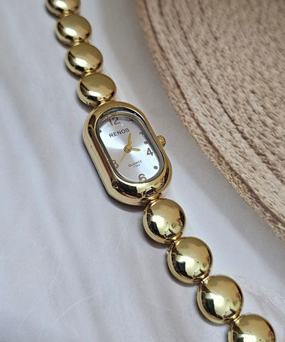 Kiyu Ziyu Classic White & Gold Bubble Link Watch