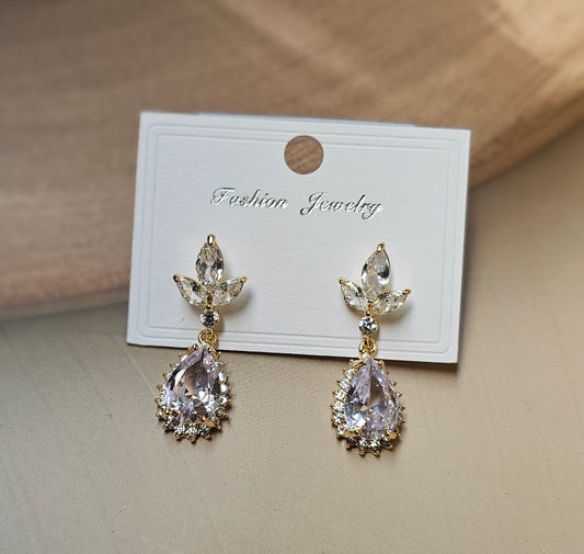 Elegant Crystal Floral Drop Earrings