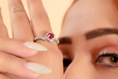 Beautiful & Stylist 925 Sterling Silver Red Swiss Crystal Proposal Ring For Women & Girls,Perfect Gift For Any Occasions., Sterling Silver, Cubic Zirconia