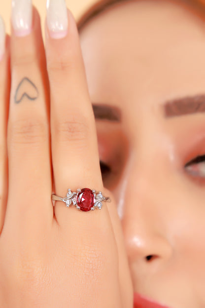 Beautiful & Stylist 925 Sterling Silver Red Swiss Crystal Proposal Ring For Women & Girls, Perfect Gift For AnyOccasions., Sterling Silver, Cubic Zirconia