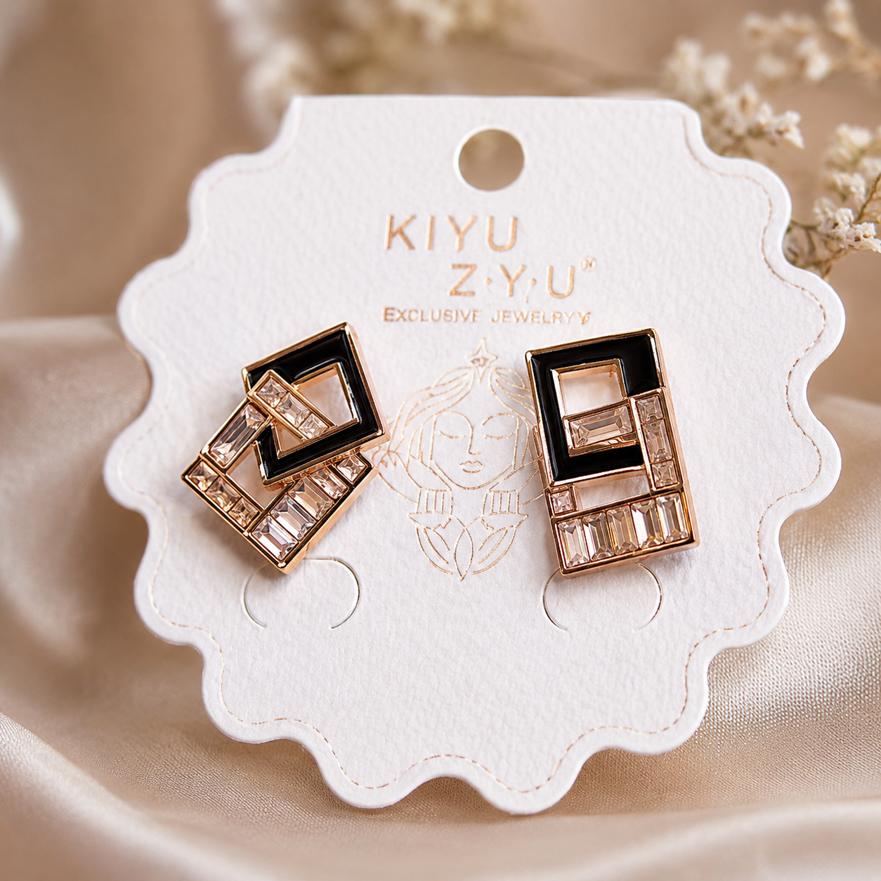Geometric Crystal Stud Earrings