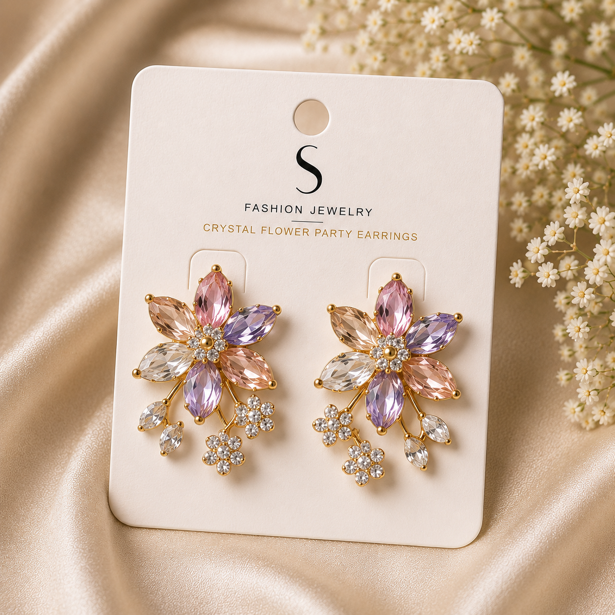 Crystal Flower Party Earrings