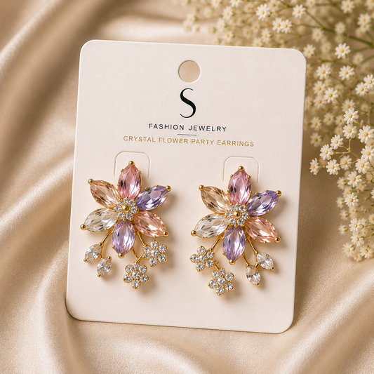 Crystal Flower Party Earrings