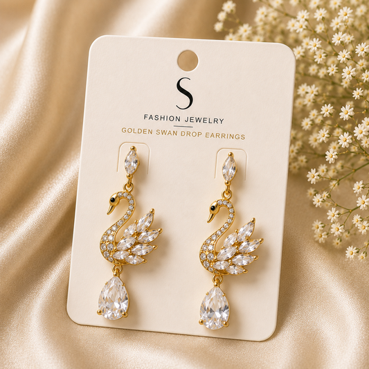 Golden Swan Drop Earrings