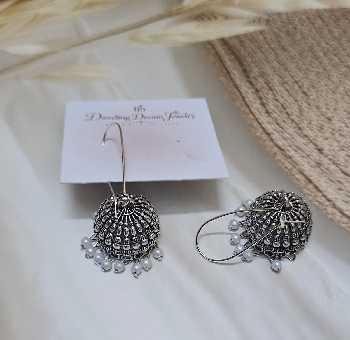 Silver hook jhumka
