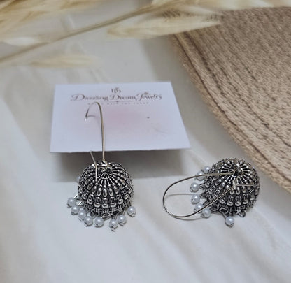Silver hook jhumka