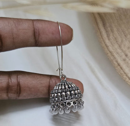 Silver hook jhumka