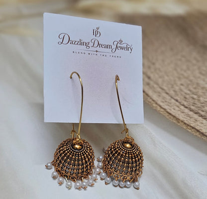 Golden hook jhumka