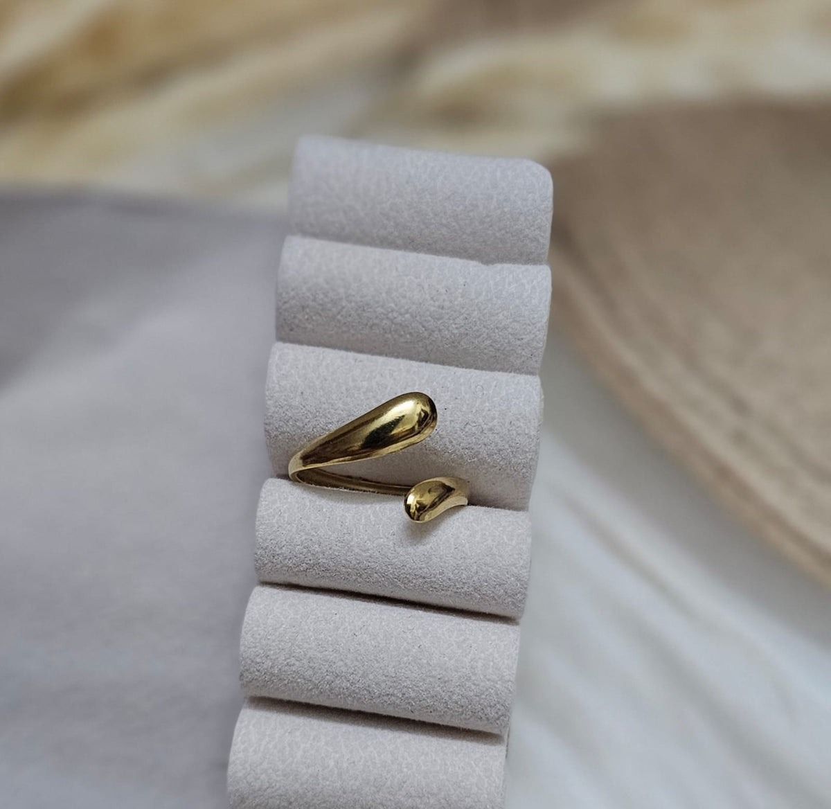 Liquid Teardrop Wrap Adjustable Gold Ring