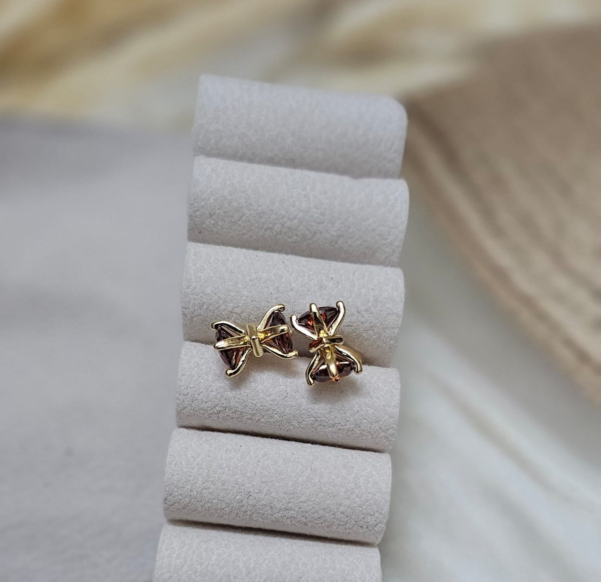 Ruby Bowknot Open Adjustable Gold Ring