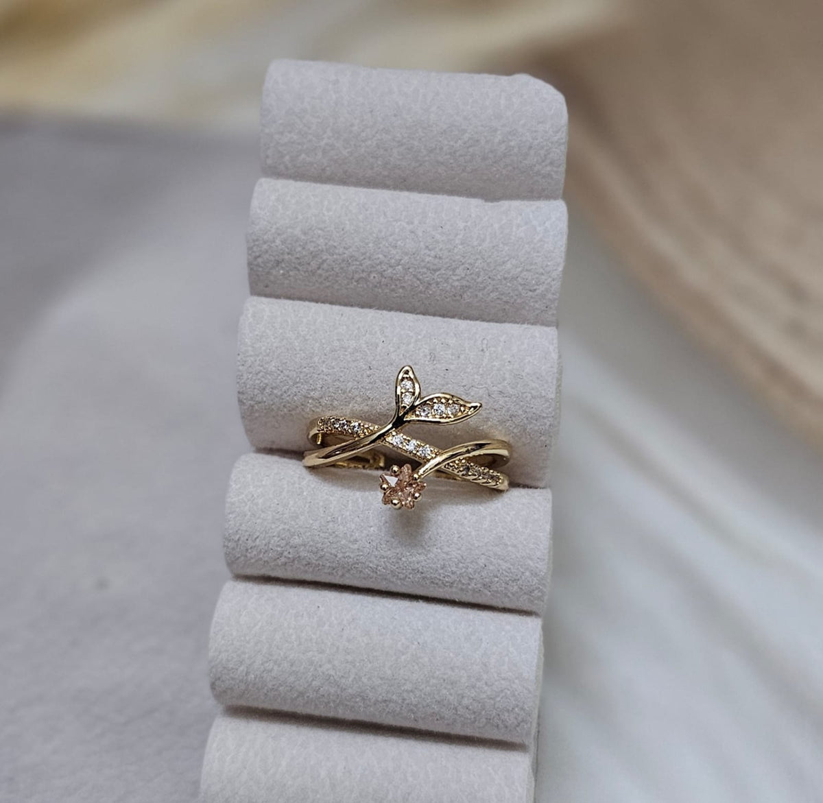 Enchanted Mermaid Tail & Blossom Adjustable Gold Ring