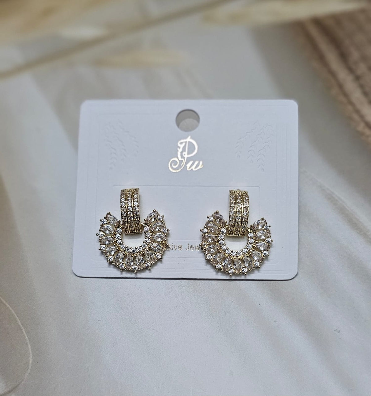Gold-Tone Pavé Crystal Half-Hoop Earrings