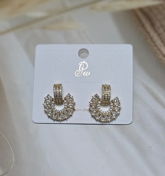 Gold-Tone Pavé Crystal Half-Hoop Earrings