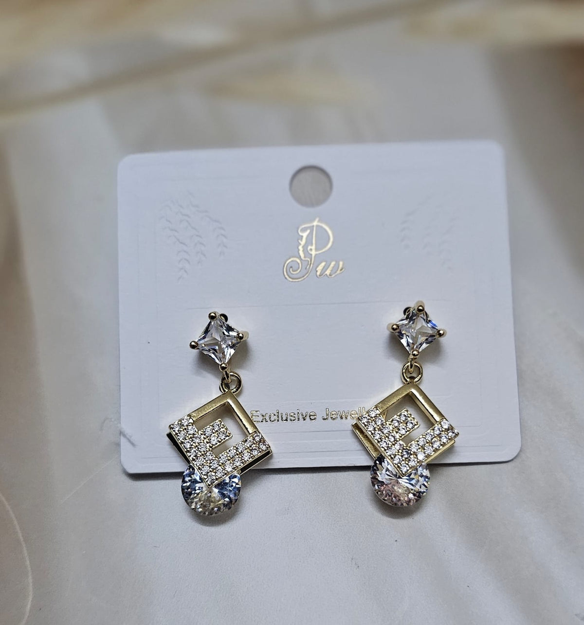 Gold-Tone Geometric Crystal Drop Earrings